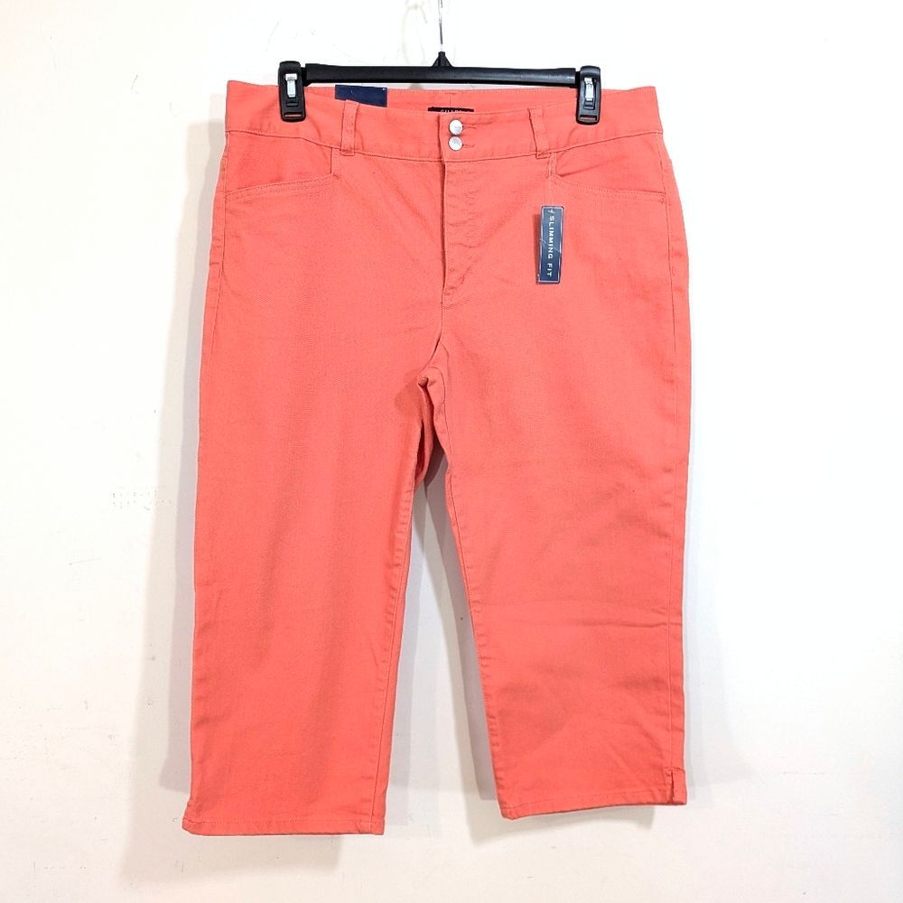 NEW Chaps Slimming Fit Coral Melon Capris / Cropped Jeans / Denim Pants